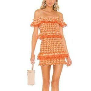 Tularosa Orange Ruffle Mini Dress